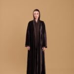 Brown velvet abaya